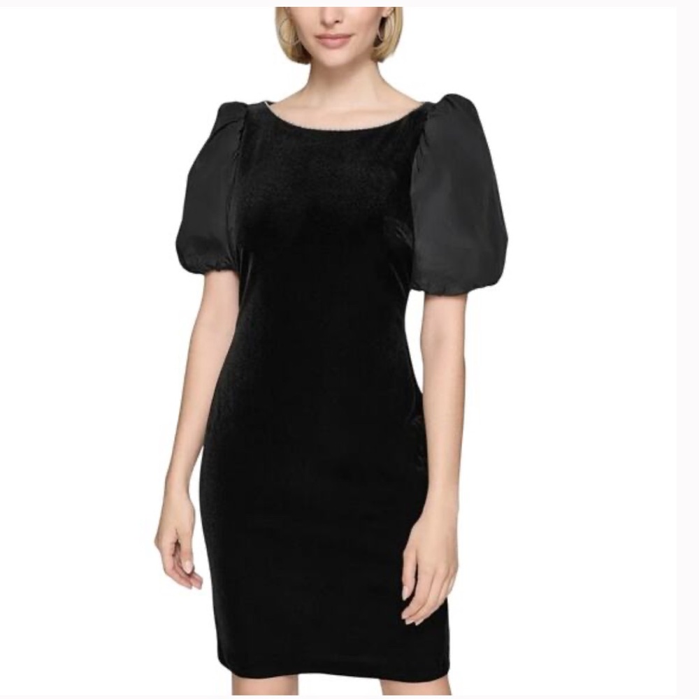 Karl Lagerfeld Black Mini Dress with Puff Sleeves new with tag